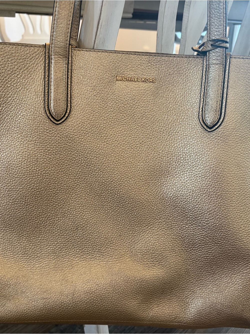 Michael Kors Metallic Gold Pebbled Leather Tote - Picture 2 of 7